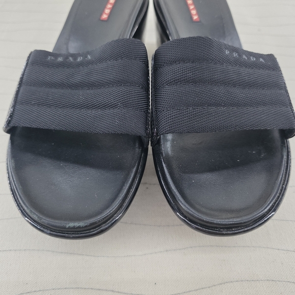 Prada Womens Sport Slides Black Platforms Shoes Vintage Y2K Size EU 37.5 - Picture 4 of 15